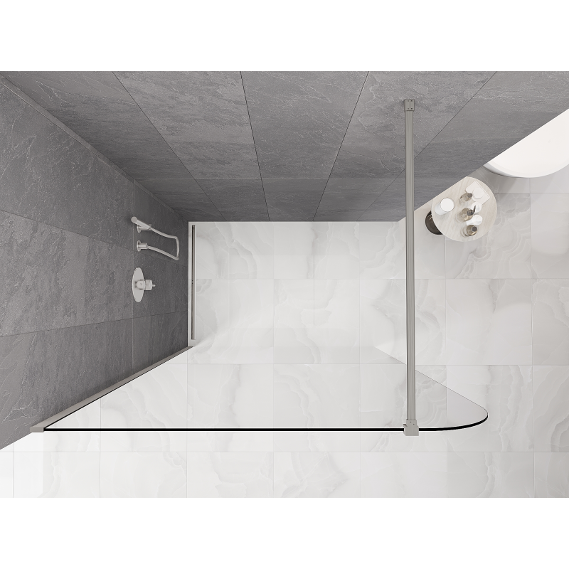 Mexen Kioto-P Walk-in zuhanyfal 140 x 200 cm, átlátszó 8 mm, szálcsiszolt nikkel - 800-140-101-97-00-P