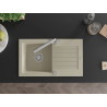 Mexen Pablo 1 medencés gránit mosogató csepegtetővel és Duero konyhai csapteleppel, bézs - 6510-69-671600-00