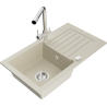 Mexen Pablo chiuvetă de granit cu 1 compartiment cu scurgător și baterie de bucătărie Duero, bej - 6510-69-671600-00