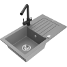 Mexen Pablo chiuvetă de granit cu 1 compartiment, cu scurgător și baterie de bucătărie Duero, gri - 6510-71-671600-70