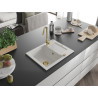 Mexen Enzo chiuvetă de granit cu 1 compartiment cu scurgător și baterie de bucătărie Telma, alb - 6506-20-670200-50