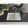 Mexen Enzo chiuvetă de granit cu un compartiment, cu picurător și  baterie de bucătărie Telma, Albă - 6506-20-670200-50