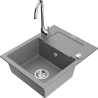 Mexen Enzo chiuvetă de granit cu 1 compartiment cu scurgător și baterie de bucătărie Telma, gri - 6506-71-670200-00