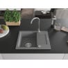 Mexen Enzo chiuvetă de granit cu un compartiment, cu picurător și  baterie de bucătărie Telma, Gri - 6506-71-670200-00