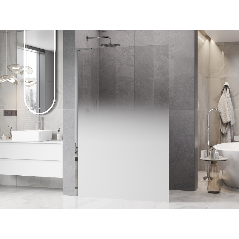 Mexen Kioto L perete de duș Walk-in 100 x 200 cm, ombre albă 8 mm, crom - 800-100-103-01-86