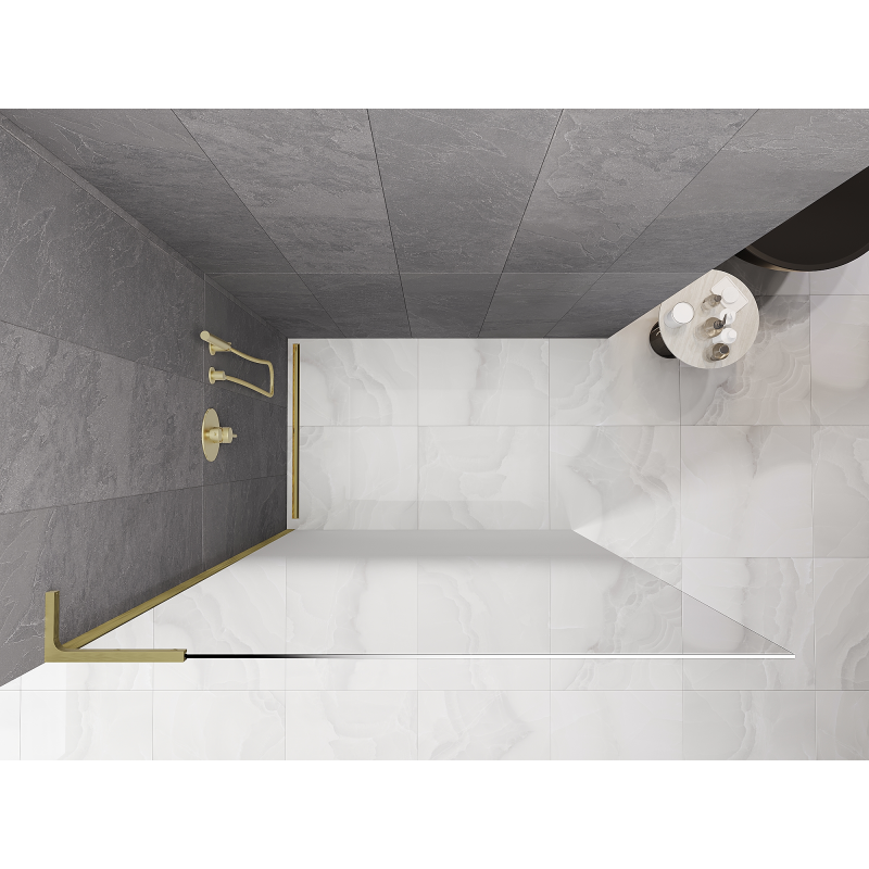 Mexen Kioto L Walk-in zuhanyfal 120 x 200 cm, fehér ombre 8 mm, arany kefe - 800-120-103-55-86