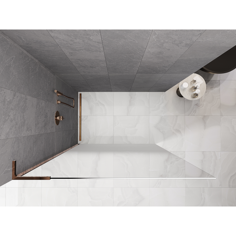 Mexen Kioto L Walk-in zuhanyfal 90 x 200 cm, ombre fehér 8 mm, rózsaarany - 800-090-103-60-86