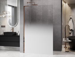 Mexen Kioto L Walk-in zuhanyfal 110 x 200 cm, fehér ombre, 8 mm, rózsaarany - 800-110-103-60-86
