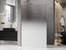 Mexen Kioto L Walk-in 70 x 200 cm-es zuhanyfal, fehér ombre, 8 mm, sárgaréz, kefélt - 800-070-103-65-86