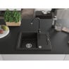 Mexen Enzo chiuvetă de bucătărie din granit, cu o cuvă și picurător și baterie de bucătărie Telma, negru/auriu - 6506-75-670200?