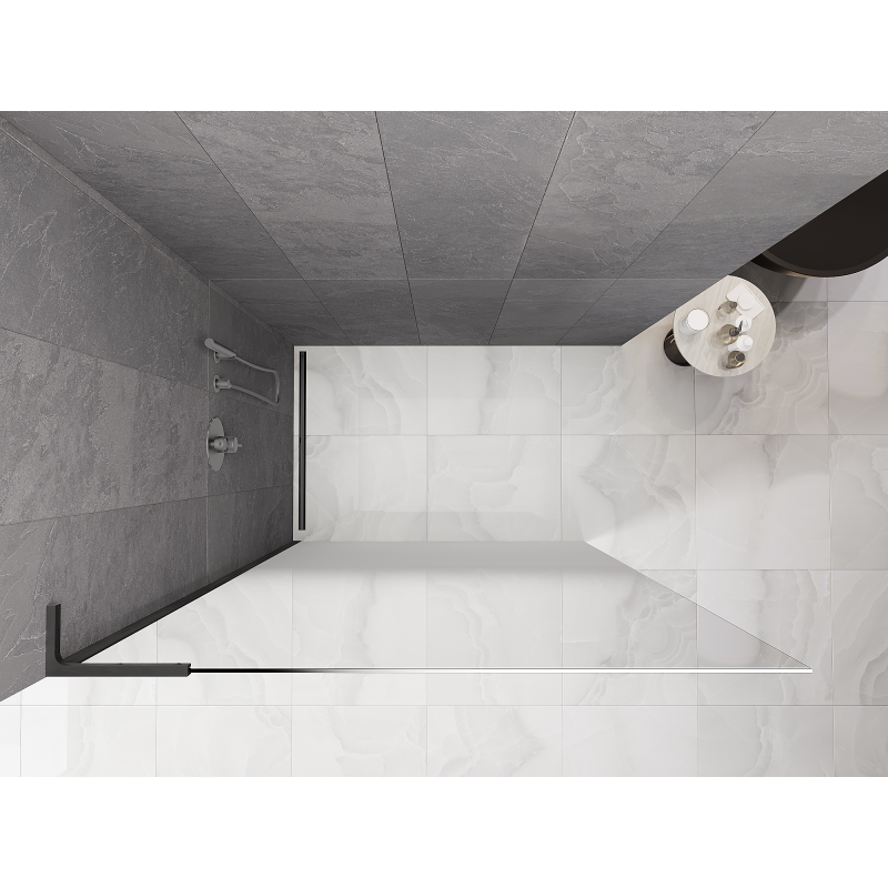 Mexen Kioto L Walk-in zuhanyfal 90 x 200 cm, fehér ombre 8 mm, gun gray kefe - 800-090-103-66-86