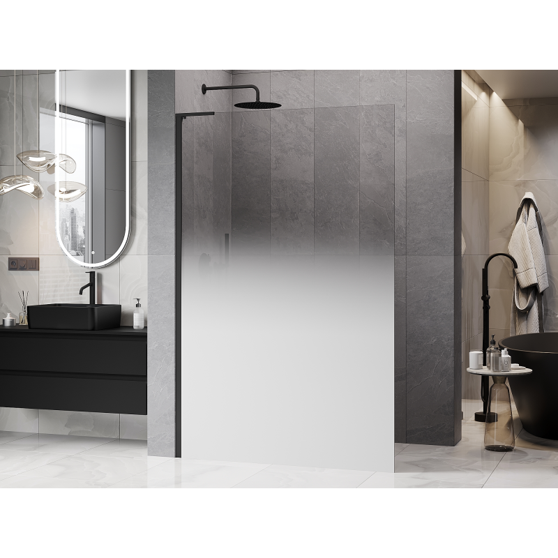 Mexen Kioto L perete de duș Walk-in 90 x 200 cm, ombre albă 8 mm, negru - 800-090-103-70-86