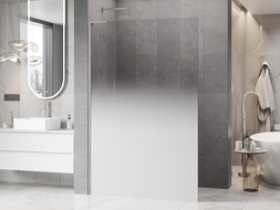 Mexen Kioto L Walk-in zuhanyfal 70 x 200 cm, fehér ombre 8 mm, kefével bevont nikkel - 800-070-103-97-86