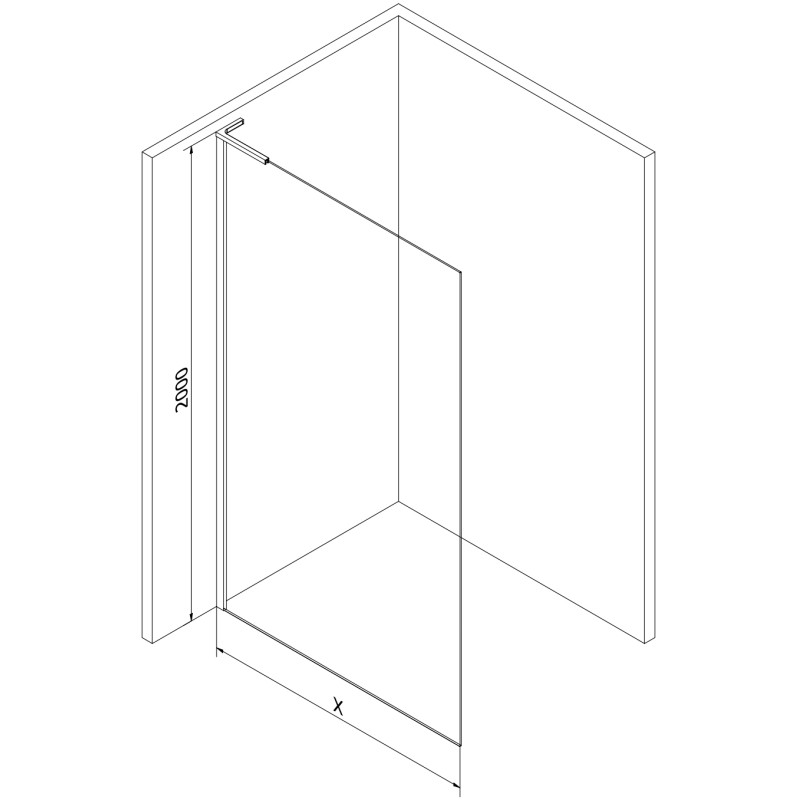 Mexen Kioto L Walk-in zuhanyfal 90 x 200 cm, fehér ombre 8 mm, kefélt nikkel - 800-090-103-97-86