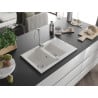 Chiuvetă granit Mexen Gaspar, 1,5 camere cu scurgător și baterie de bucătărie Telma, alb - 6507-20-670200-00