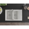 Chiuvetă granit Mexen Gaspar, 1,5 camere cu scurgător și baterie de bucătărie Telma, alb - 6507-20-670200-00