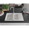 Chiuvetă granit Mexen Gaspar, 1,5 camere cu scurgător și baterie de bucătărie Telma, alb - 6507-20-670200-00
