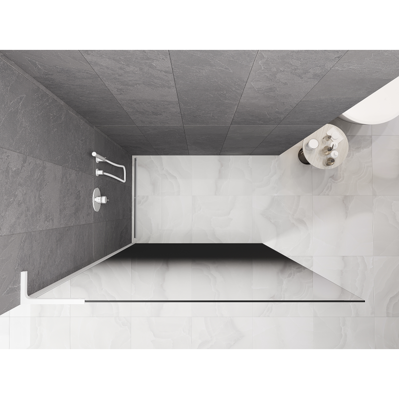 Mexen Kioto L Walk-in zuhanyfal 120 x 200 cm, fekete ombre 8 mm, fehér - 800-120-103-20-76