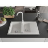 Mexen Gaspar chiuvetă de granit cu 1,5 compartimente cu scurgător și baterie de bucătărie Telma, albă - 6507-20-670200-20