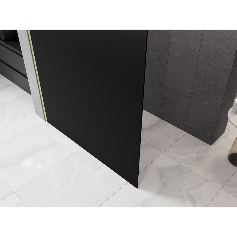 Mexen Kioto L Walk-in zuhanyfal 90 x 200 cm, fekete ombre 8 mm, arany szálcsiszolt - 800-090-103-55-76