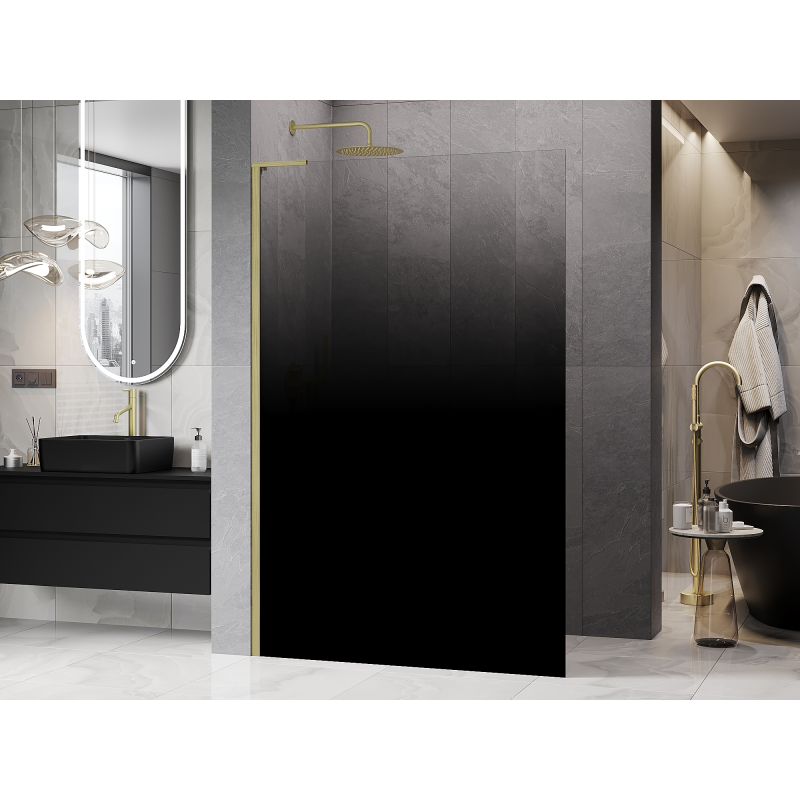Mexen Kioto L perete de duș Walk-in 90 x 200 cm, ombre negru 8 mm, auriu periat - 800-090-103-55-76