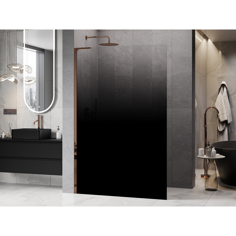 Mexen Kioto L Perete de duș Walk-in 80 x 200 cm, ombre negru 8 mm, aur roz - 800-080-103-60-76