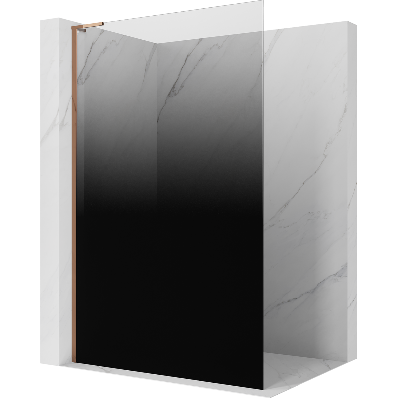 Mexen Kioto L Walk-in zuhanyfal 90 x 200 cm, fekete ombre 8 mm, rózsaarany - 800-090-103-60-76