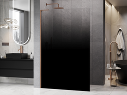 Mexen Kioto L Walk-in zuhanyfal 80 x 200 cm, fekete ombre 8 mm, kefe cizelált réz - 800-080-103-65-76