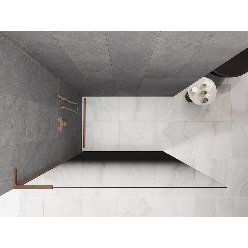 Mexen Kioto L 90 x 200 cm-es zuhanyfal Walk-in, fekete ombre, kefélt réz, 8 mm - 800-090-103-65-76