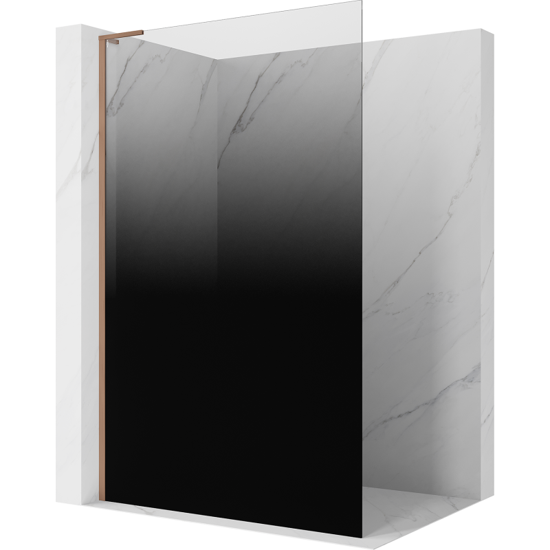 Mexen Kioto L 90 x 200 cm-es zuhanyfal Walk-in, fekete ombre, kefélt réz, 8 mm - 800-090-103-65-76