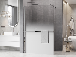 Mexen Kioto+ zuhanyfal polccal Walk-in 80 x 200 cm, ombre fehér 8 mm, króm - 800-080-121-01-86
