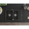 Mexen Gaspar chiuvetă de granit 1,5 cuve cu scurgător și baterie de bucătărie Telma, negru/auriu - 6507-75-670200-70