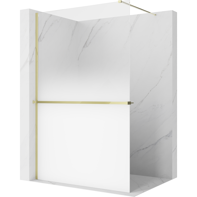 Mexen Kioto+ perete de duș cu raft Walk-in 90 x 200 cm, ombre albă 8 mm, auriu - 800-090-121-50-86