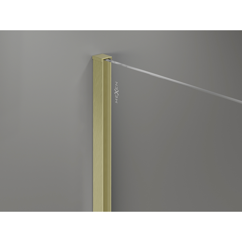 Mexen Kioto+ zuhanyfal polccal Walk-in 130 x 200 cm, fehér ombre 8 mm, arany kefe - 800-130-121-55-86