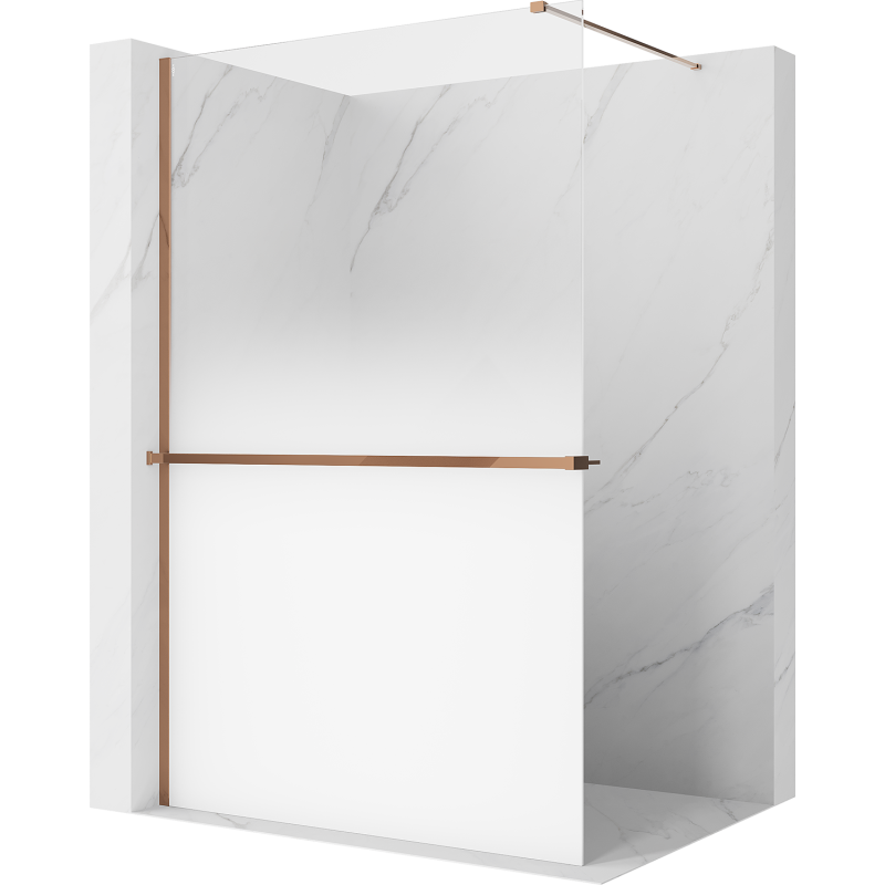 Mexen Kioto+ zuhanyfal polccal Walk-in 70 x 200 cm, ombre fehér 8 mm, rózsaarany - 800-070-121-60-86