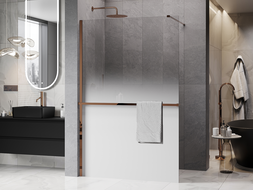 Mexen Kioto+ zuhanyfal polccal Walk-in 70 x 200 cm, ombre fehér 8 mm, rózsaarany - 800-070-121-60-86