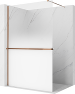Mexen Kioto+ zuhanyfal polccal Walk-in 100 x 200 cm, ombre fehér 8 mm, rózsaszín arany - 800-100-121-60-86