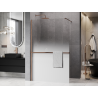 Mexen Kioto+ perete de duș cu raft Walk-in 90 x 200 cm, ombre albă 8 mm, cupru periat - 800-090-121-65-86