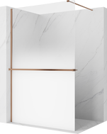 Mexen Kioto+ zuhanyfal polccal Walk-in 130 x 200 cm, fehér ombre 8 mm, kefe réz - 800-130-121-65-86