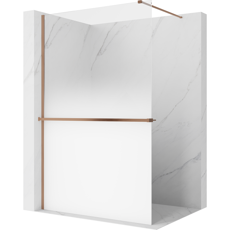 Mexen Kioto+ perete de duș cu raft Walk-in 140 x 200 cm, ombre albă 8 mm, cupru periat - 800-140-121-65-86