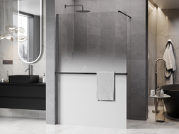 Mexen Kioto+ zuhanyfal polccal Walk-in 130 x 200 cm, fehér ombre 8 mm, gun gray kefe - 800-130-121-66-86
