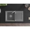Mexen Pablo chiuvetă de granit cu 1 compartiment, cu picurător și baterie de bucătărie Telma, gri - 6510-71-670200-00