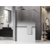 Mexen Kioto+ zuhanyfal polccal Walk-in 70 x 200 cm, ombre fehér 8 mm, fekete - 800-070-121-70-86