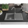 Mexen Pablo chiuvetă de granit cu un compartiment, cu picurător și  baterie de bucătărie Telma, Gri - 6510-71-670200-00