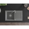 Mexen Pablo chiuvetă de granit 1-cameră cu scurgător și baterie de bucătărie Telma, gri - 6510-71-670200-71