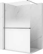 Mexen Kioto+ Zuhanyfal polccal Walk-in 100 x 200 cm, ombre fehér 8 mm, gun metal - 800-100-121-95-86