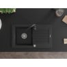 Mexen Pablo chiuvetă din granit cu 1 compartiment și scurgător și baterie de bucătărie Telma, negru/argintiu - 6510-73-670200-70