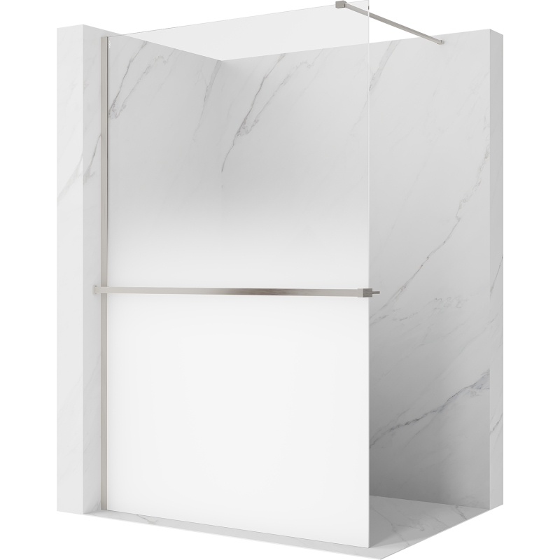 Mexen Kioto+ Walk-in zuhanyfal polccal 80 x 200 cm, fehér ombre 8 mm, kefélt nikkel - 800-080-121-97-86