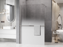 Mexen Kioto+ zuhanyfal polccal Walk-in 90 x 200 cm, fehér ombre 8 mm, szálcsiszolt nikkel - 800-090-121-97-86