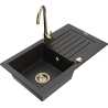 Mexen Pablo chiuvetă de granit cu 1 compartiment, cu scurgător și baterie de bucătărie Telma, negru/auriu